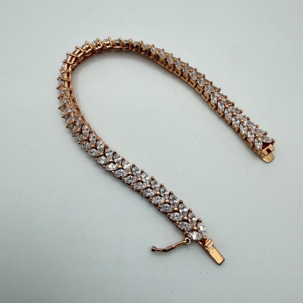 ~7.25" Marquise cut Cubic Zirconia tennis bracelet in‎ ROSE GOLD over 925!